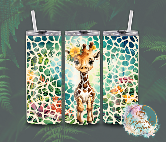 20oz Skinny Steel Tumbler - Giraffe Designs